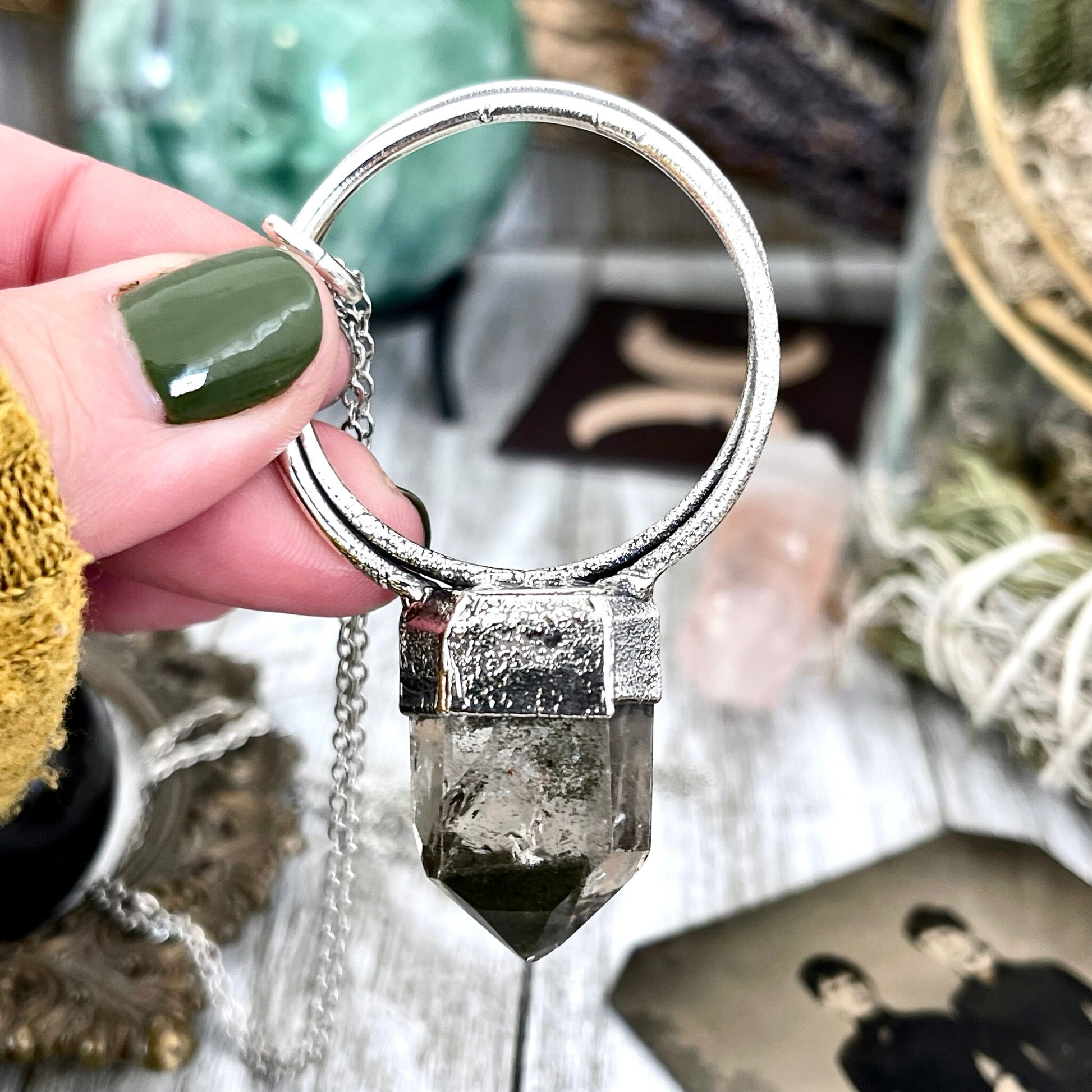 Smoky Quartz Necklace Big Silver Crystal Necklace / Foxlark Collection - One of a Kind - Foxlark Crystal Jewelry