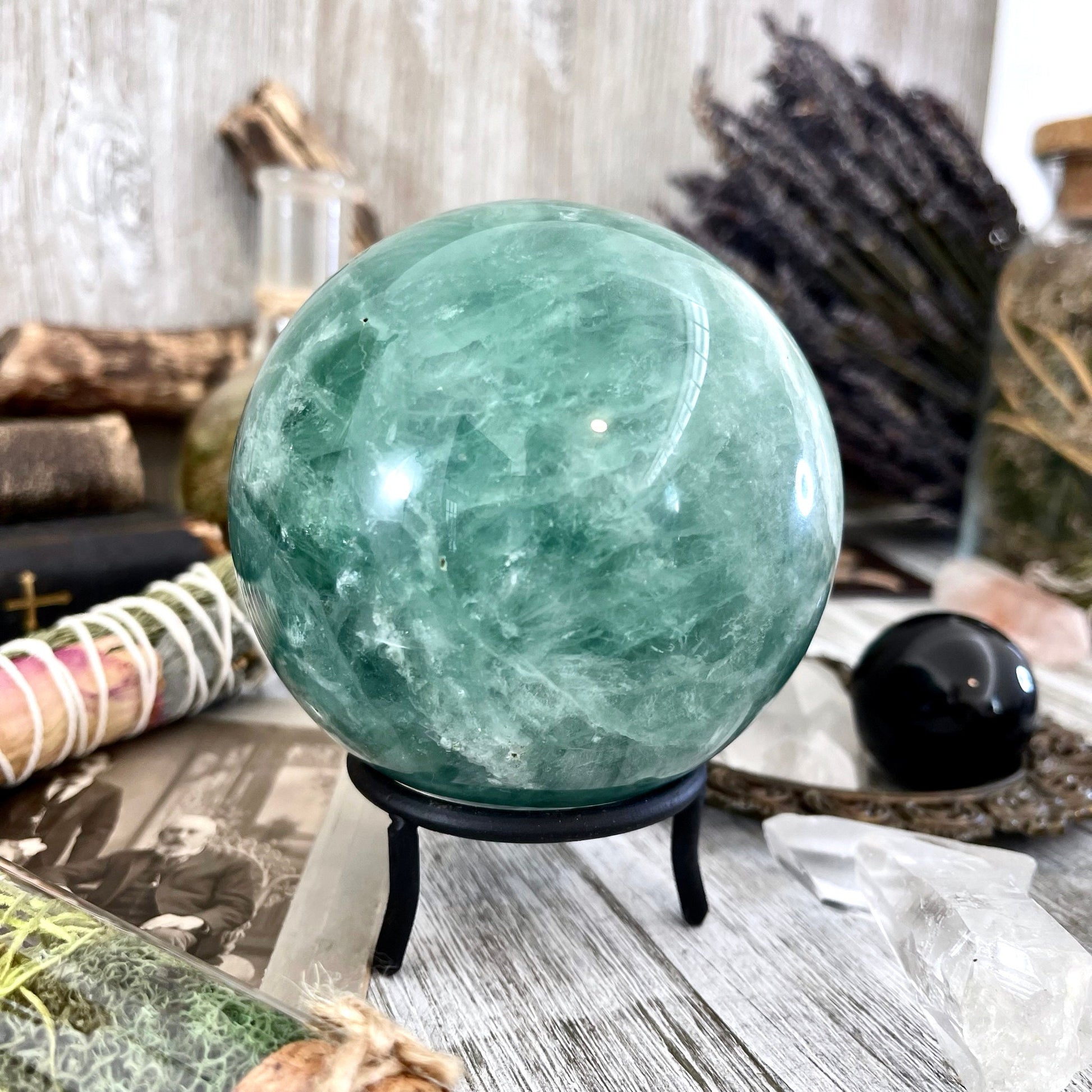 Large Green Fluorite Crystal Ball / FoxlarkCrystals - Foxlark Crystal Jewelry