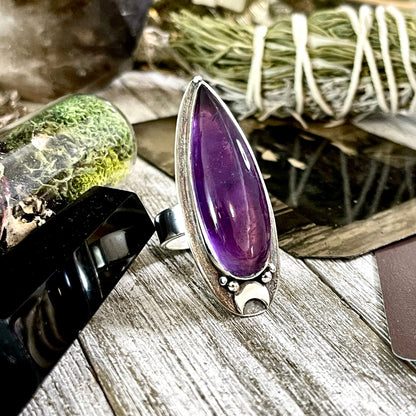 Adjustable, Amethyst ring, Bohemian Jewelry, Bohemian Ring, boho jewelry, boho ring, crystal ring, Etsy ID: 1592387820, Foxlark Alchemy, FOXLARK- RINGS, gypsy ring, Jewelry, Moon Jewelry, Moon Ring, Rings, Statement Rings, Wholesale, Witchy Jewelry