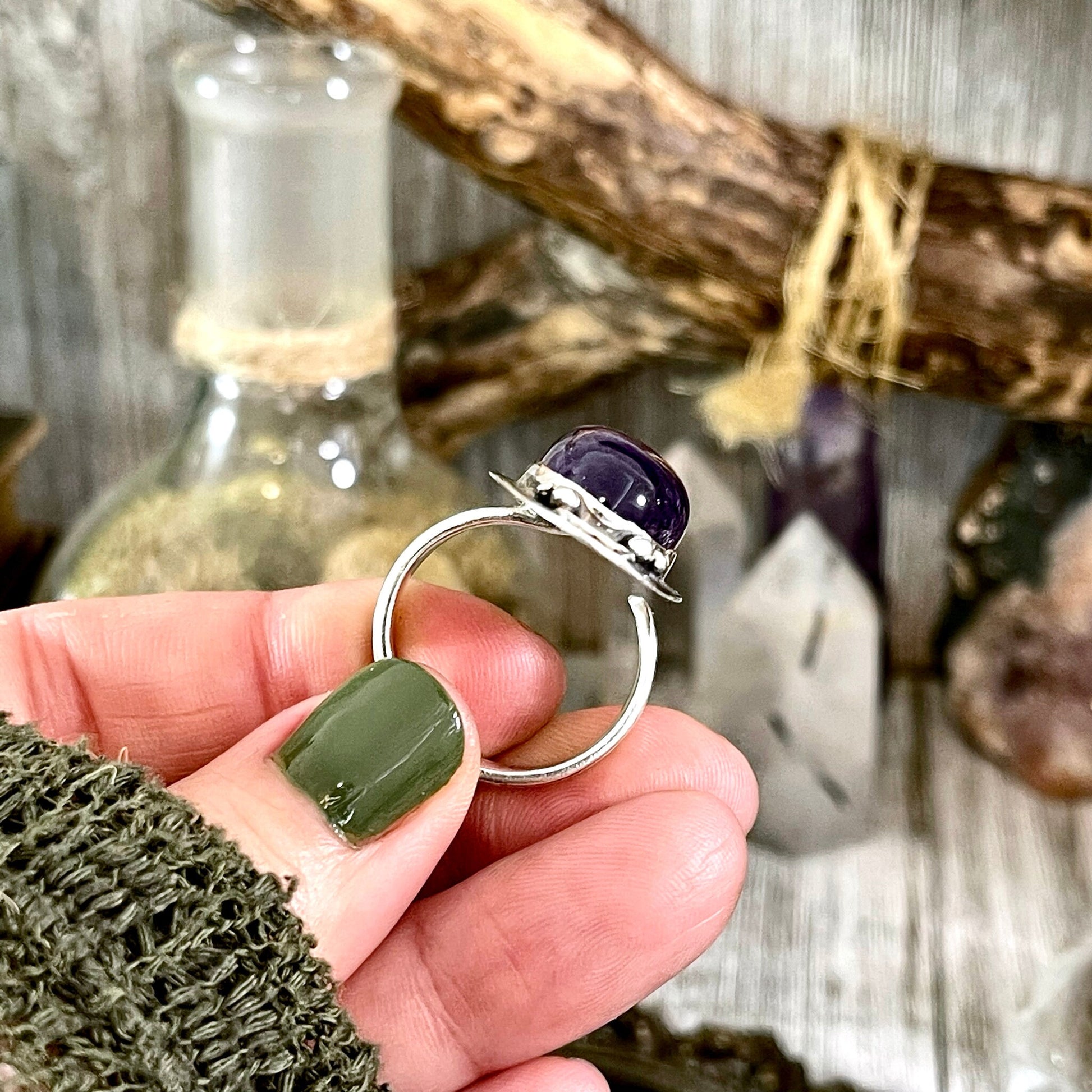 Adjustable, Amethyst ring, Bohemian Jewelry, Bohemian Ring, boho jewelry, boho ring, crystal ring, Etsy ID: 1592387820, Foxlark Alchemy, FOXLARK- RINGS, gypsy ring, Jewelry, Moon Jewelry, Moon Ring, Rings, Statement Rings, Wholesale, Witchy Jewelry