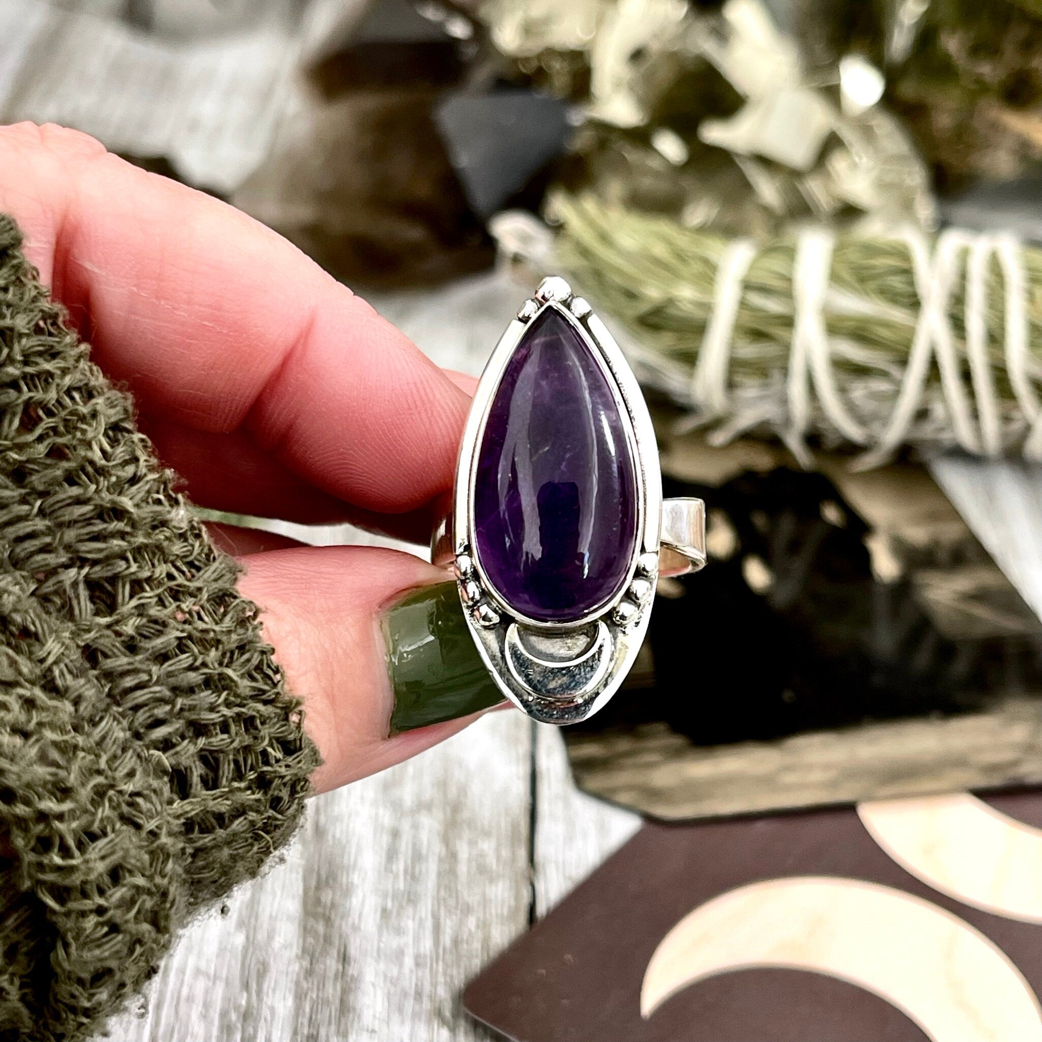Buy Natural Amethyst Ring Sterling Silver Oval 3.3ct Purple Gemstone Floral  Art Deco Edwardian Filigree made to Order Design70z Online in India - Etsy