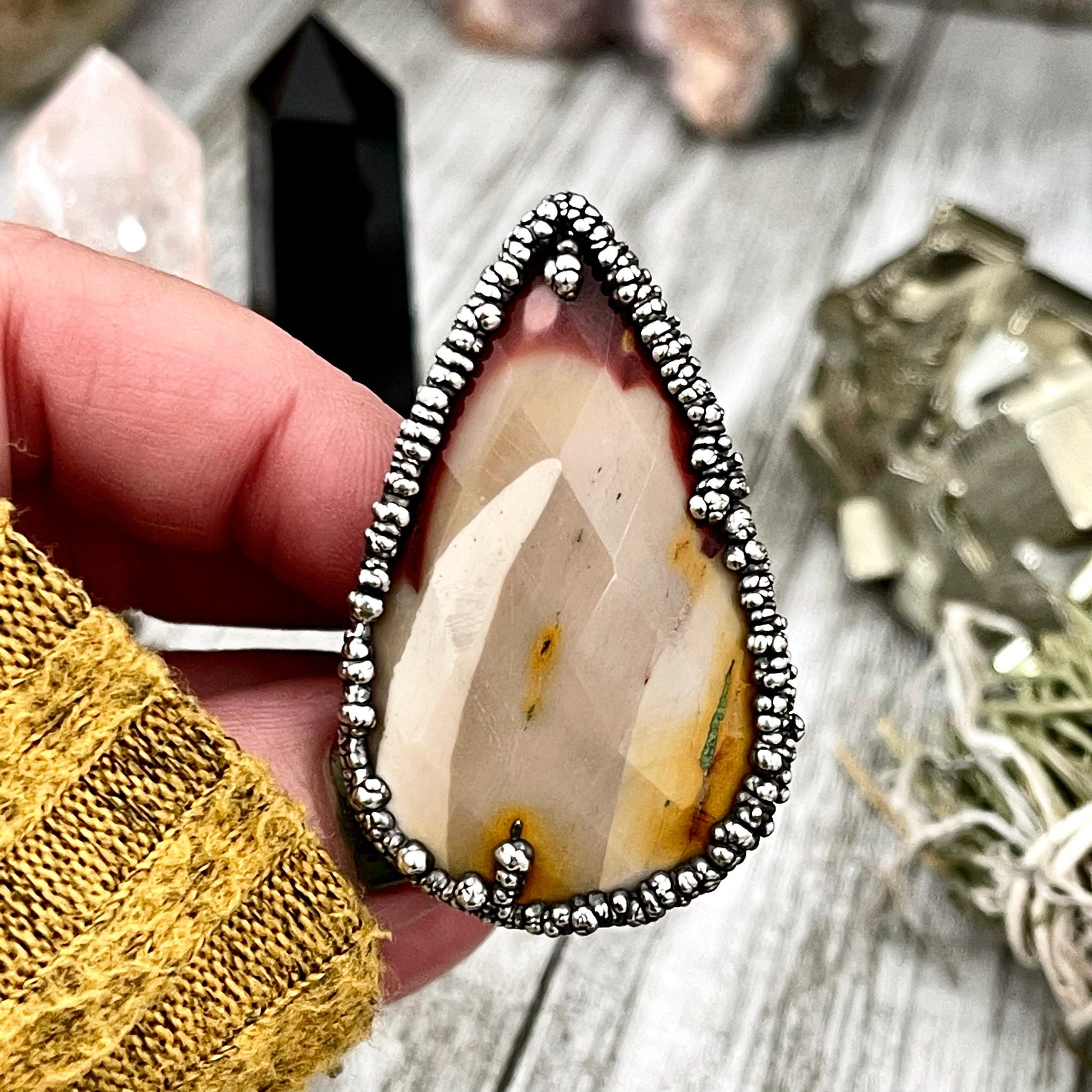 Size 9.5 Fine Silver Mookaite Ring Large Crystal Ring / Foxlark Collection - One of a Kind - Foxlark Crystal Jewelry