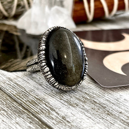 Big Bold Jewelry, Big Crystal Ring, Big Silver Ring, Big Statement Ring, Big Stone Ring, Etsy ID: 1599128786, FOXLARK- RINGS, Golden Sheen, Jewelry, Large Boho Ring, Large Crystal Ring, Natural stone ring, Obsidian Ring, Rings, silver crystal ring, Silver