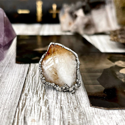 Big Crystal Ring, Big Silver Jewelry, Big Silver Ring, Big Statement Ring, Big Stone Ring, citrine Ring, Etsy ID: 1613304833, Foxlark Alchemy, FOXLARK- RINGS, Jewelry, Large Crystal Ring, Raw Crystal Ring, raw gemstone ring, Raw Quartz Ring, Rings, silver