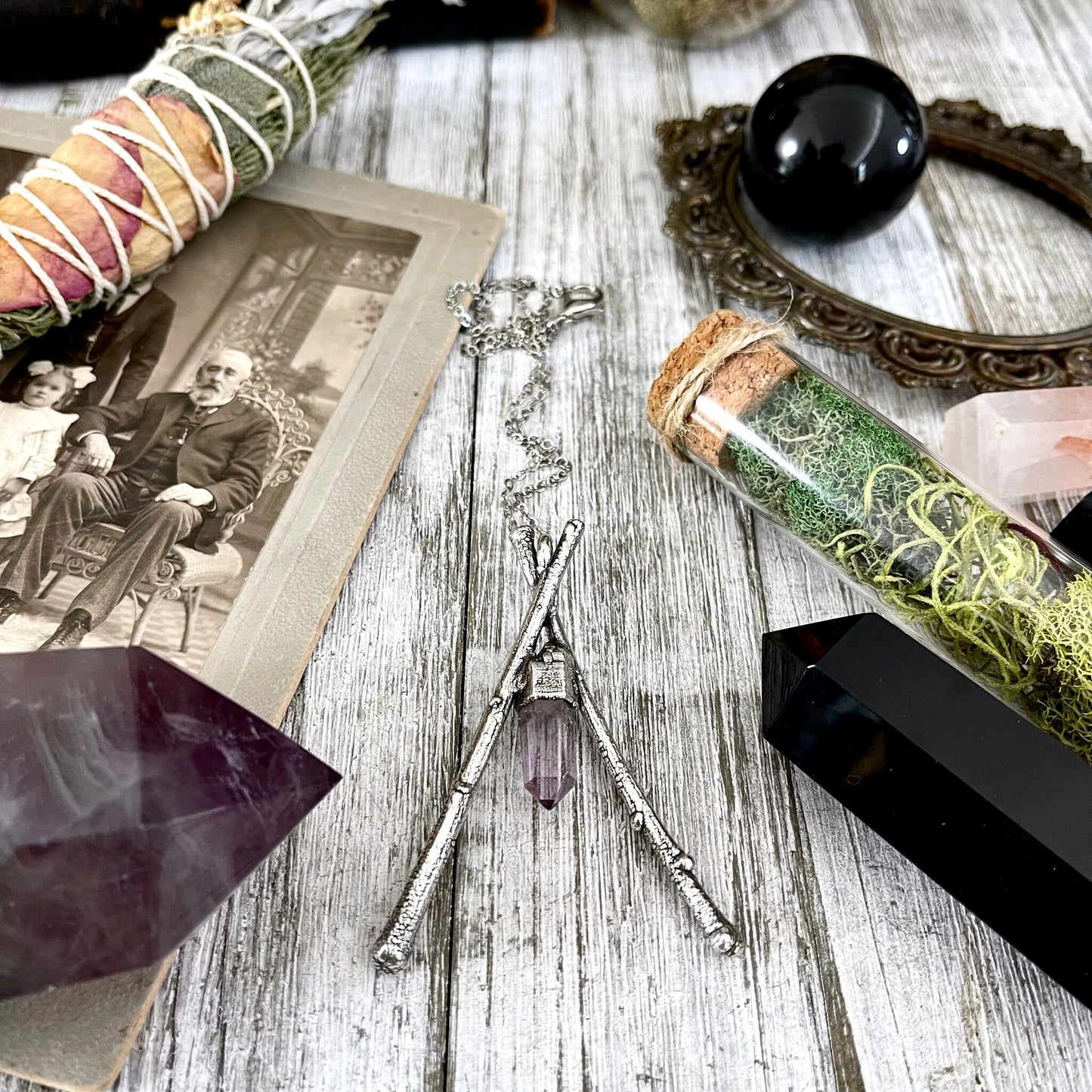 Sticks & Stones Collection- Raw Vera Cruz Amethyst Crystal Necklace in Fine Silver / - Foxlark Crystal Jewelry