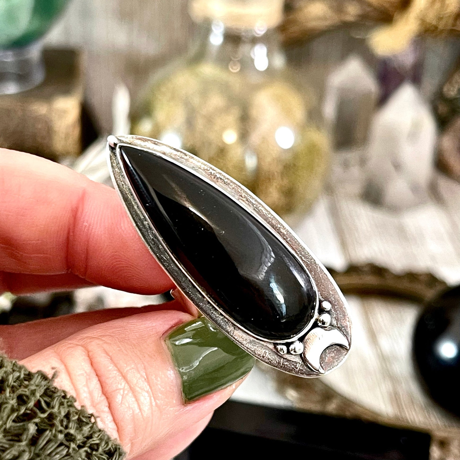 Magic Moons Black Onyx Ring in Sterling Silver / Designed by FOXLARK C