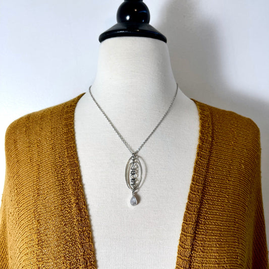 925 Sterling Silver, Elements Necklace, Etsy ID: 1604537898, Fire Air Water Earth, Geometric Necklace, Gift for Woman, Gothic Jewelry, Jewelry, Moonstone Necklace, Necklaces, Pendants, Sterling Silver, Talisman Necklace, TINY TALISMANS, Wiccan Jewelry, Wi