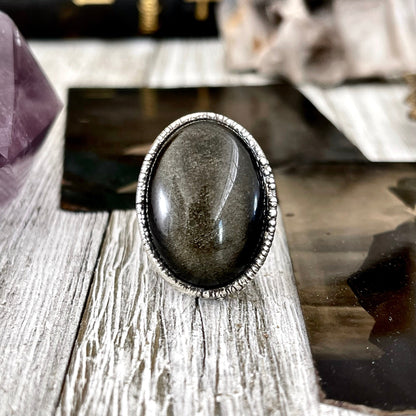Big Bold Jewelry, Big Crystal Ring, Big Silver Ring, Big Statement Ring, Big Stone Ring, Etsy ID: 1599127836, FOXLARK- RINGS, Golden Sheen, Jewelry, Large Boho Ring, Large Crystal Ring, Natural stone ring, Obsidian Ring, Rings, silver crystal ring, Silver