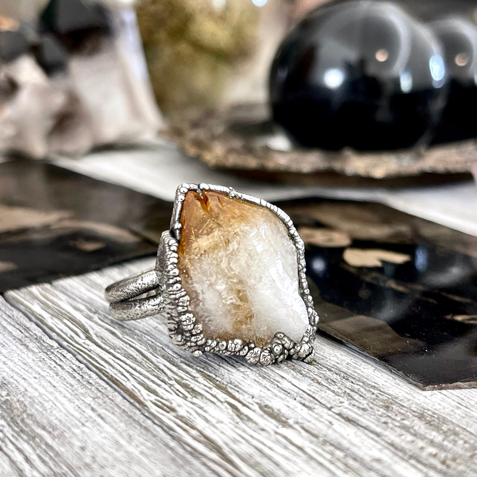 Big Crystal Ring, Big Silver Jewelry, Big Silver Ring, Big Statement Ring, Big Stone Ring, citrine Ring, Etsy ID: 1613304833, Foxlark Alchemy, FOXLARK- RINGS, Jewelry, Large Crystal Ring, Raw Crystal Ring, raw gemstone ring, Raw Quartz Ring, Rings, silver