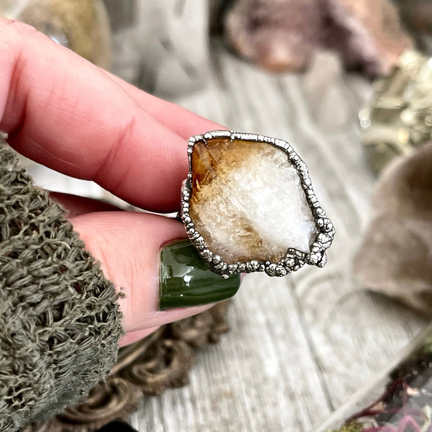 Big Crystal Ring, Big Silver Jewelry, Big Silver Ring, Big Statement Ring, Big Stone Ring, citrine Ring, Etsy ID: 1613304833, Foxlark Alchemy, FOXLARK- RINGS, Jewelry, Large Crystal Ring, Raw Crystal Ring, raw gemstone ring, Raw Quartz Ring, Rings, silver