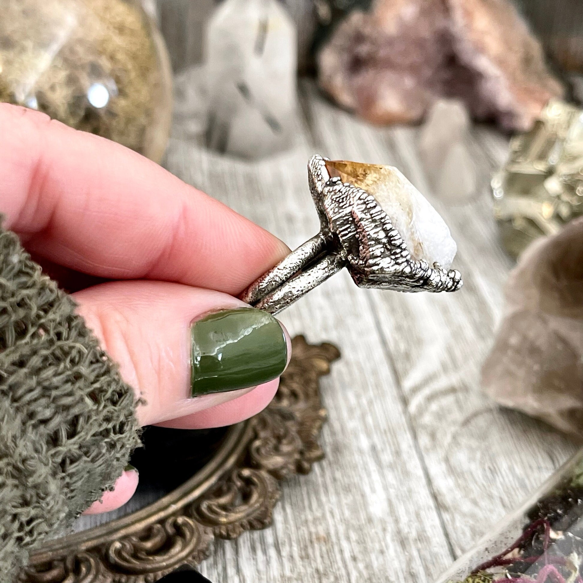 Big Crystal Ring, Big Silver Jewelry, Big Silver Ring, Big Statement Ring, Big Stone Ring, citrine Ring, Etsy ID: 1613304833, Foxlark Alchemy, FOXLARK- RINGS, Jewelry, Large Crystal Ring, Raw Crystal Ring, raw gemstone ring, Raw Quartz Ring, Rings, silver