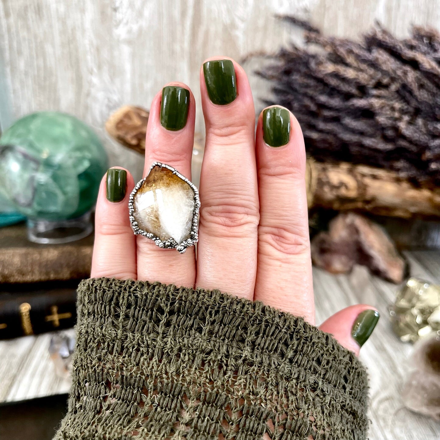 Big Crystal Ring, Big Silver Jewelry, Big Silver Ring, Big Statement Ring, Big Stone Ring, citrine Ring, Etsy ID: 1613304833, Foxlark Alchemy, FOXLARK- RINGS, Jewelry, Large Crystal Ring, Raw Crystal Ring, raw gemstone ring, Raw Quartz Ring, Rings, silver