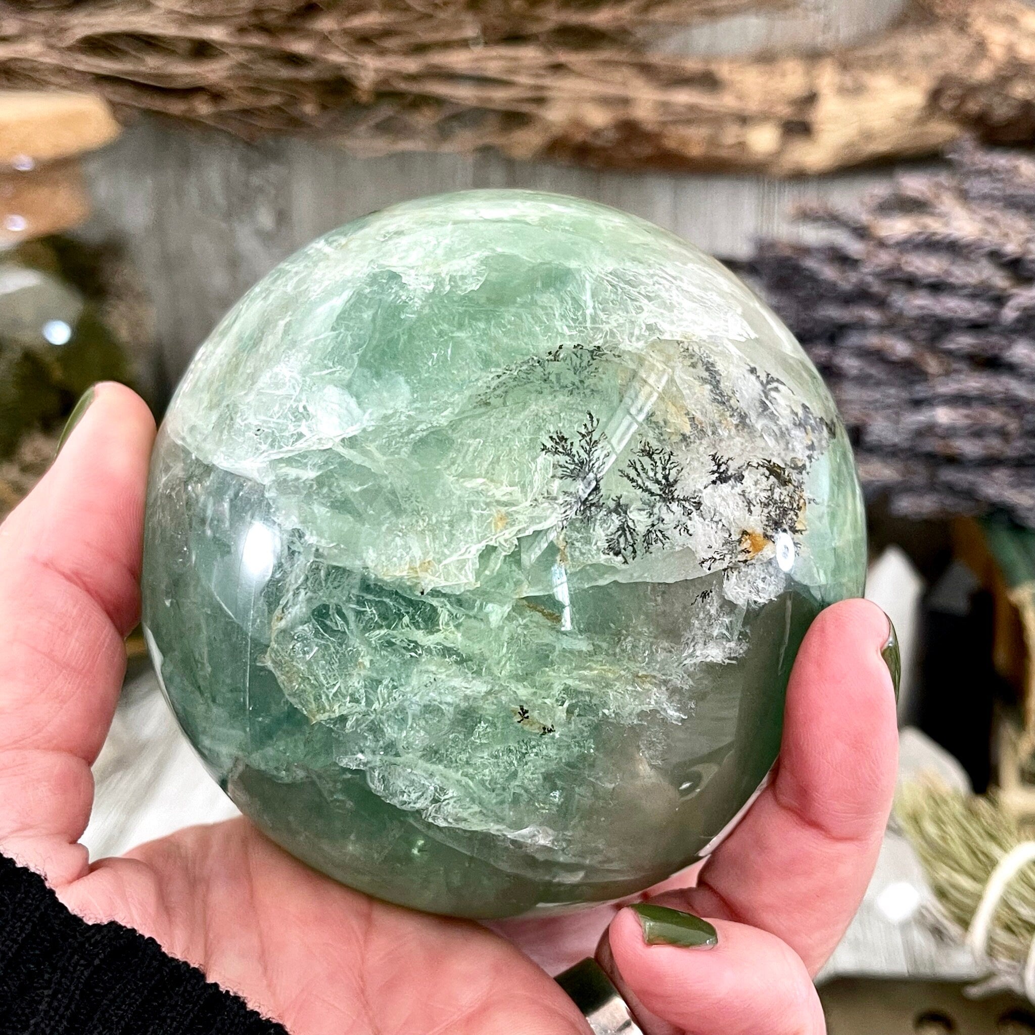 Fluorite crystal green on sale