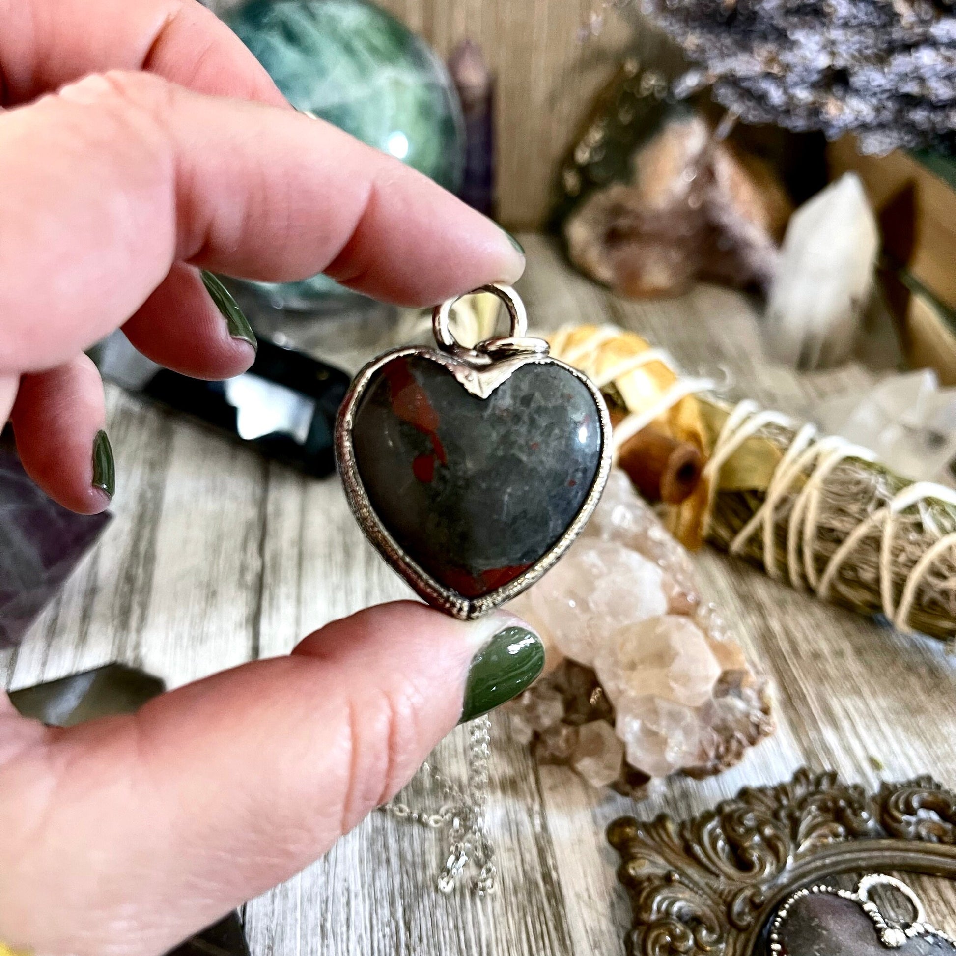 Big Heart Pendent, Bloodstone necklace, Crystal heart, Crystal Necklace, Crystal Necklaces, Crystal pendant, Etsy ID: 1659937333, FOXLARK- NECKLACES, Healing Crystal, Heart Necklace, Heart Pendant, Heart Shaped Locket, Jewelry, Necklaces, Silver Jewelry,