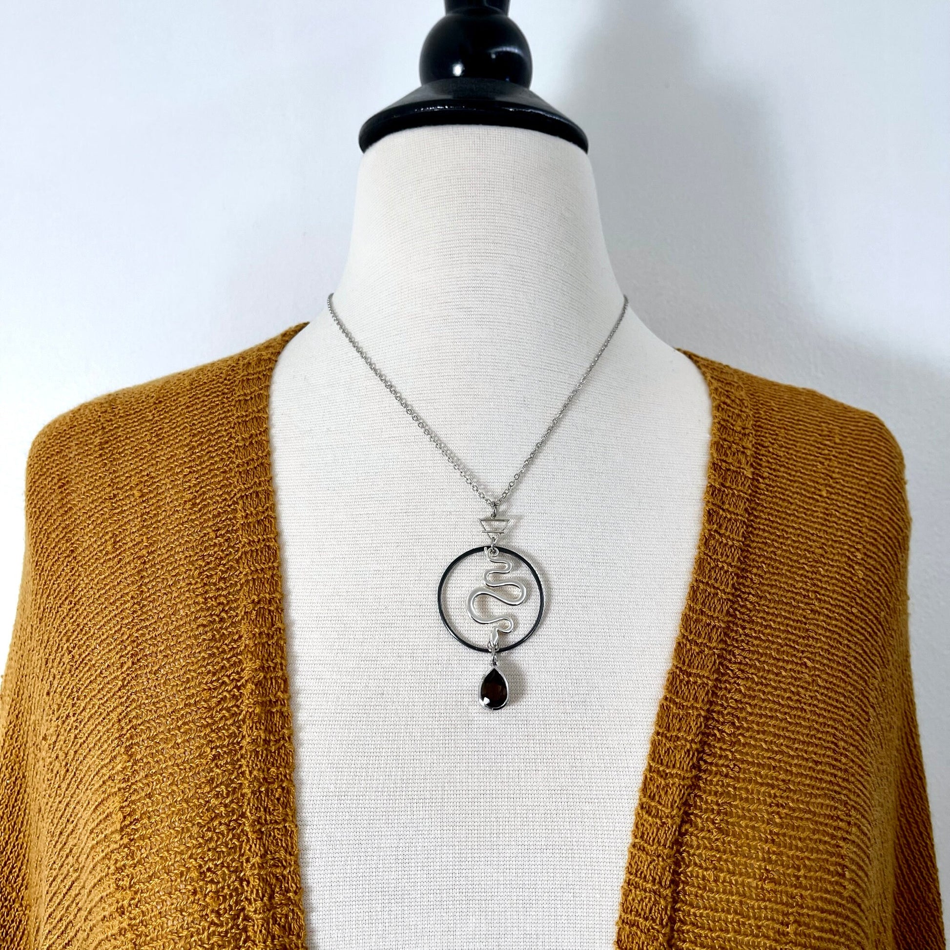 925 Sterling Silver, Amulet Charm, boho jewelry, Etsy ID: 1654926387, Gothic Jewelry, Infinity Necklace, Jewelry, Necklaces, Pendants, smokey quartz, Snake Necklace, Snake Pendant, Sterling Silver, Talisman Necklace, TINY TALISMANS, Witch Jewelry, Witch n