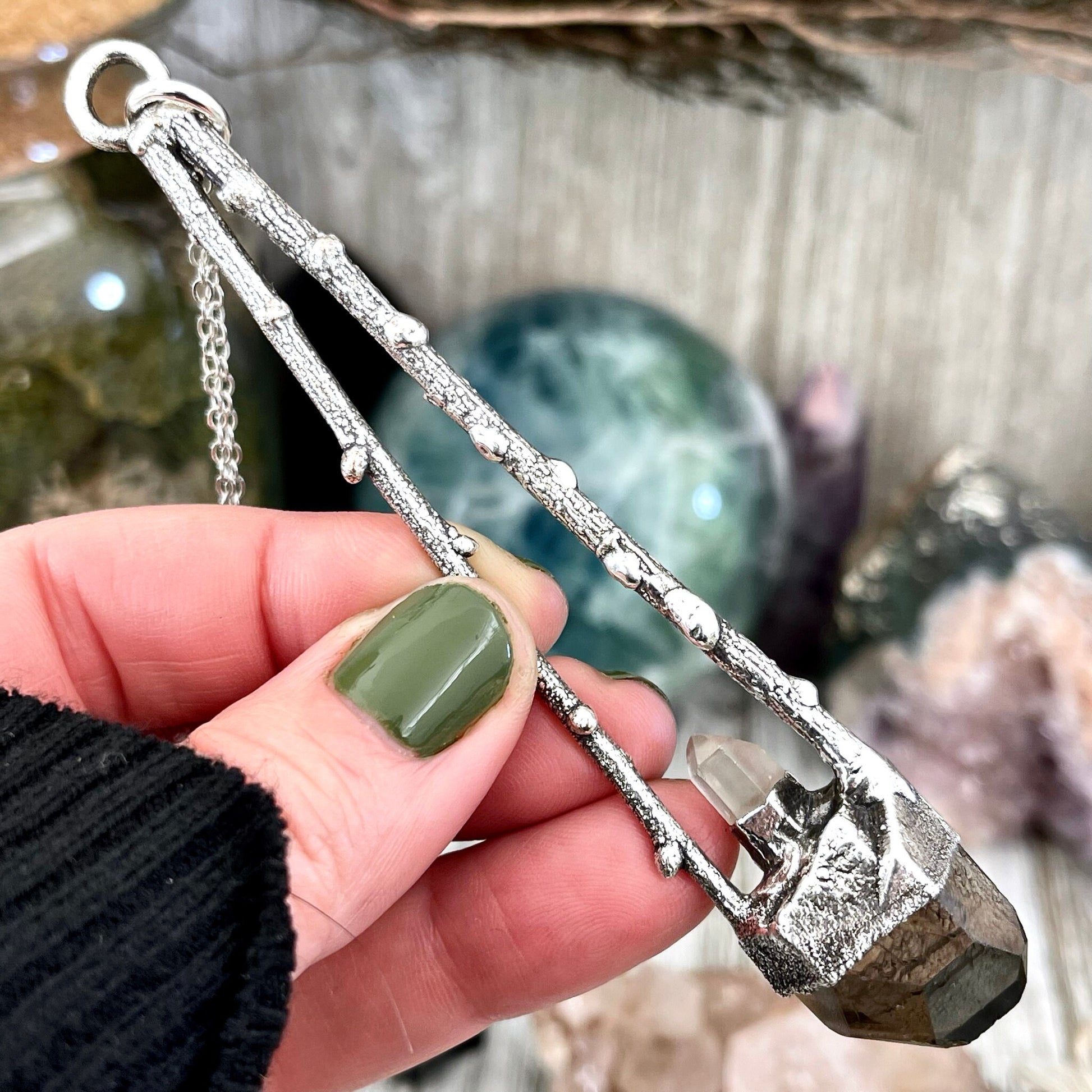 big crystal Necklace, Big Gothic Necklace, Bohemian Jewelry, Crystal Jewelry, Crystal Necklaces, Crystal Pendant, Etsy ID: 1655475970, FOXLARK- NECKLACES, Jewelry, nature inspired, Necklaces, Quartz Jewelry, Quartz pendent, Silver Jewelry, Silver Necklace
