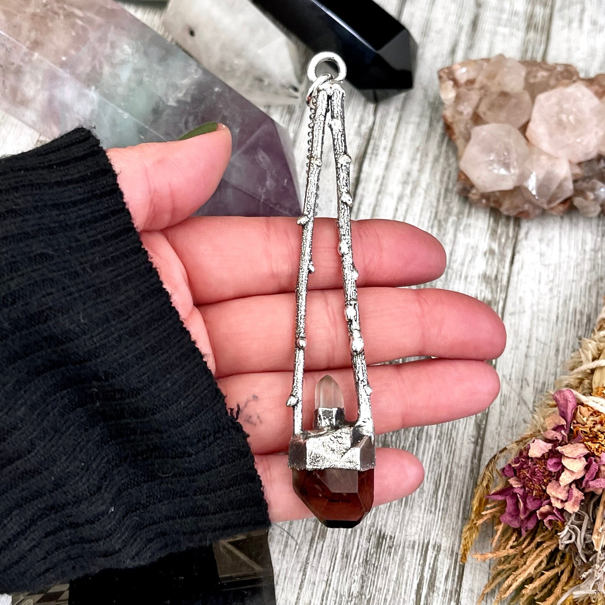 big crystal Necklace, Big Gothic Necklace, Bohemian Jewelry, Crystal Jewelry, Crystal Necklaces, Crystal Pendant, Etsy ID: 1655475970, FOXLARK- NECKLACES, Jewelry, nature inspired, Necklaces, Quartz Jewelry, Quartz pendent, Silver Jewelry, Silver Necklace